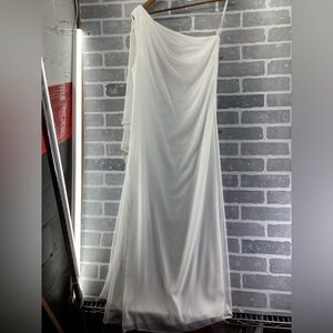 Badgley Mischka Ivory ruched draped one shoulder dress Size‎ 6